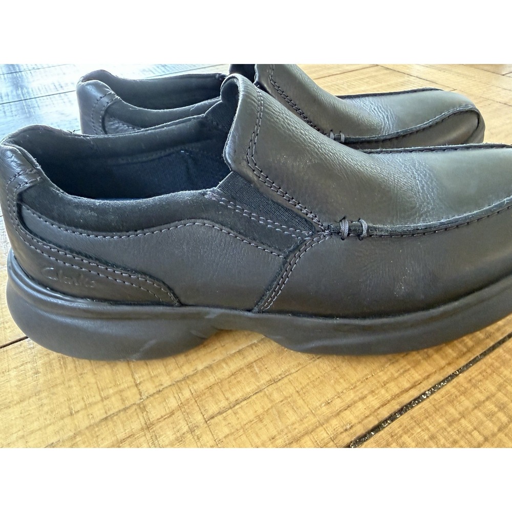 Clarks Mens 10 Black Leather Slip On Loafers Extreme Comfort